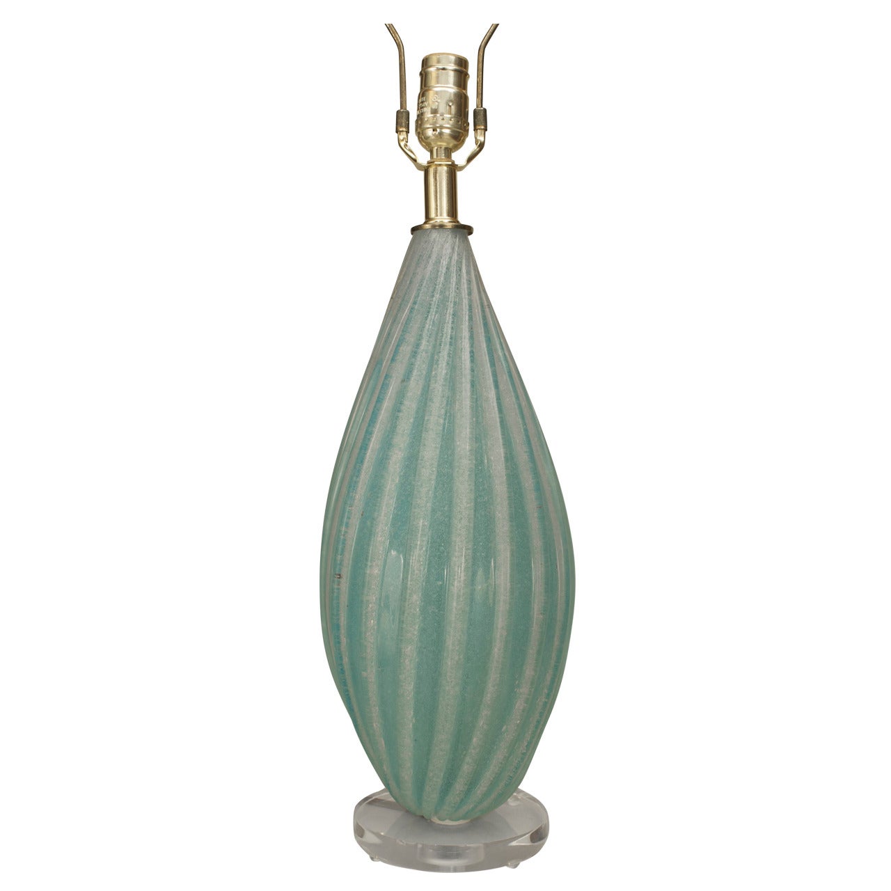 1950s Italian Turquoise Murano Glass Table Lamp by Alfredo Barbini