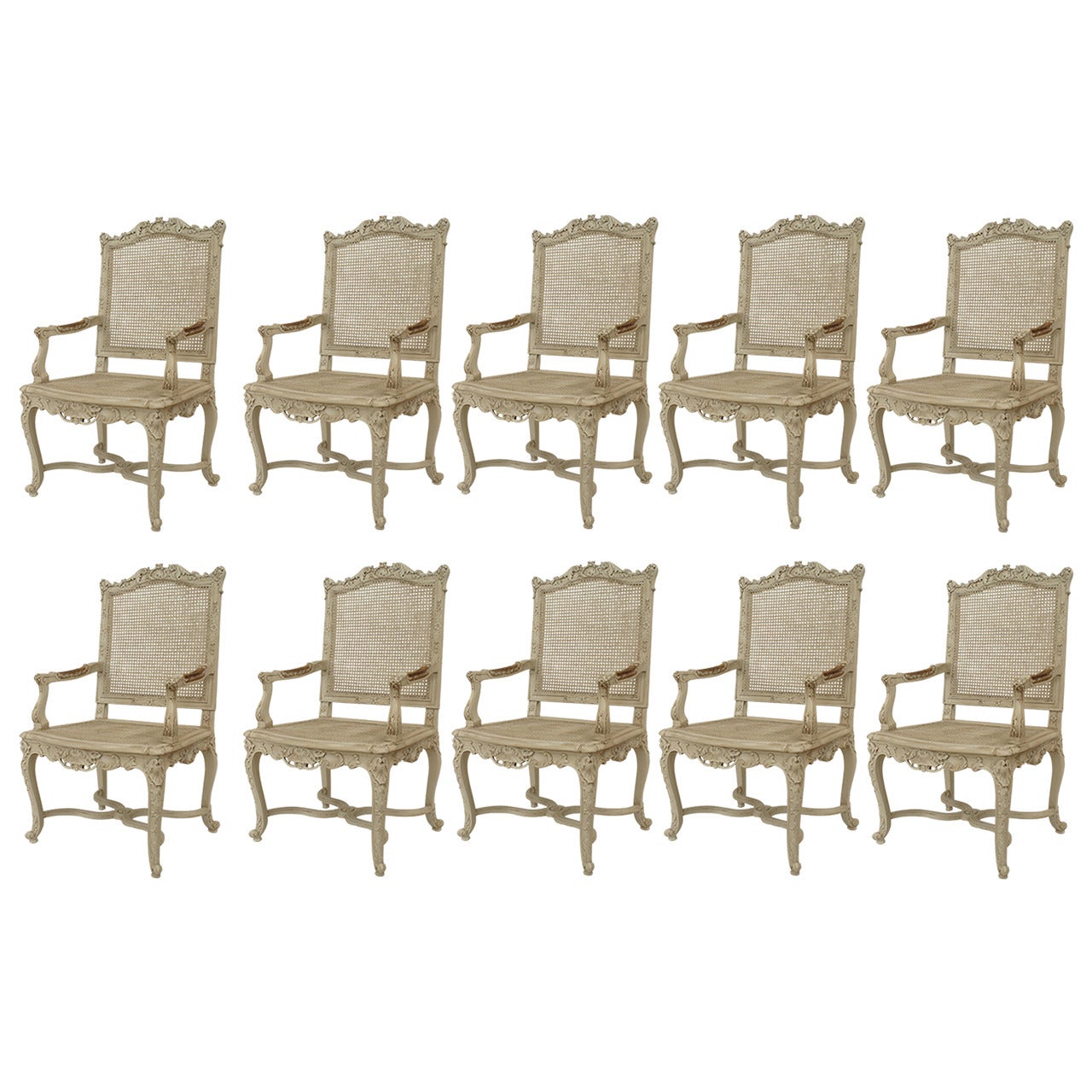 Set of 10 French Regence Carved Chairs For Sale