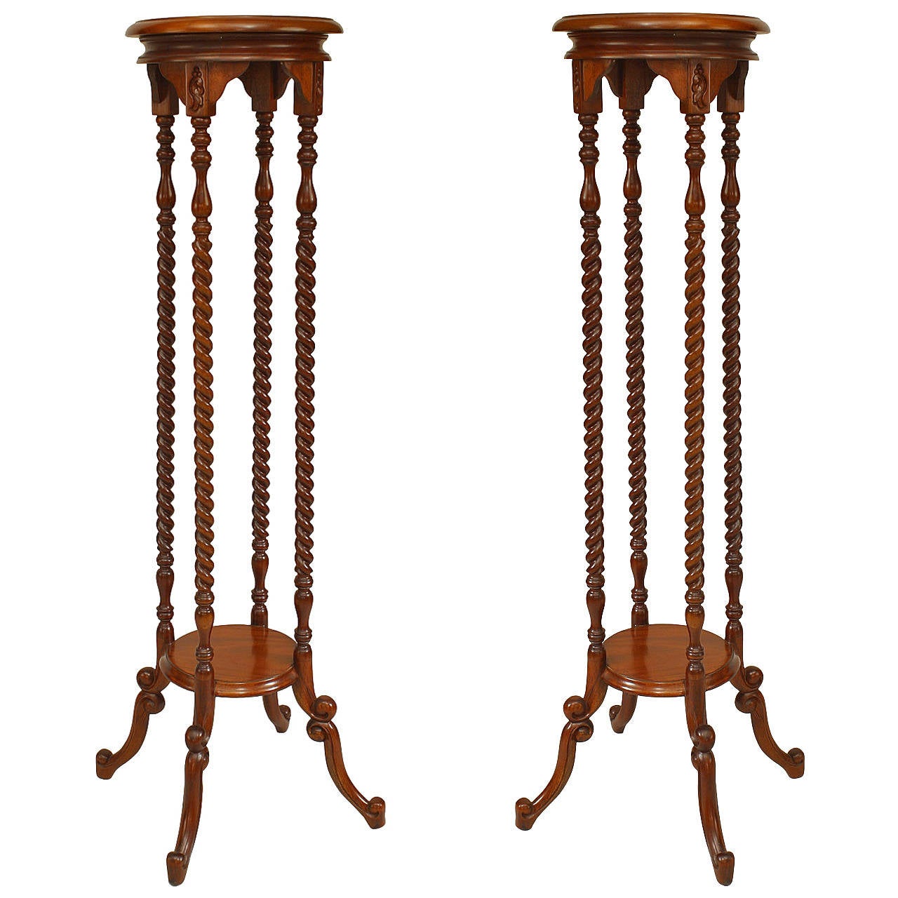 Pair of 19th Century English Swirl Design Pedestals For Sale at 1stdibs