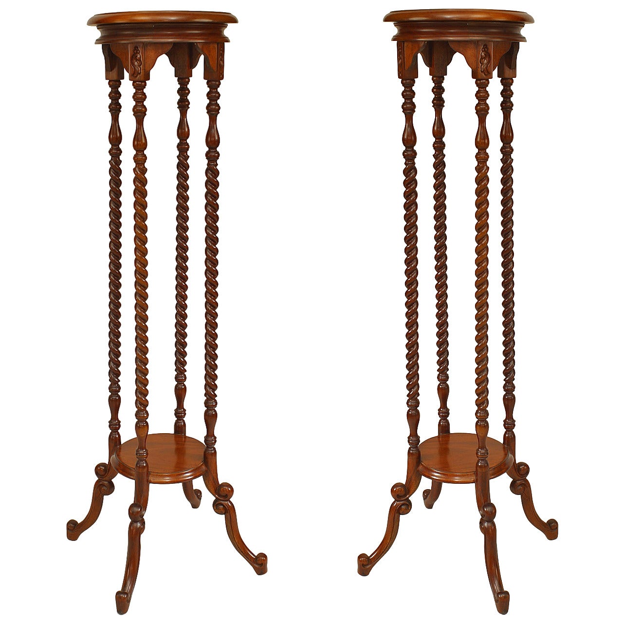 Pair of 19th Century English Swirl Design Pedestals