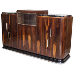 French Art Deco Rosewood and Chrome Sideboard 1