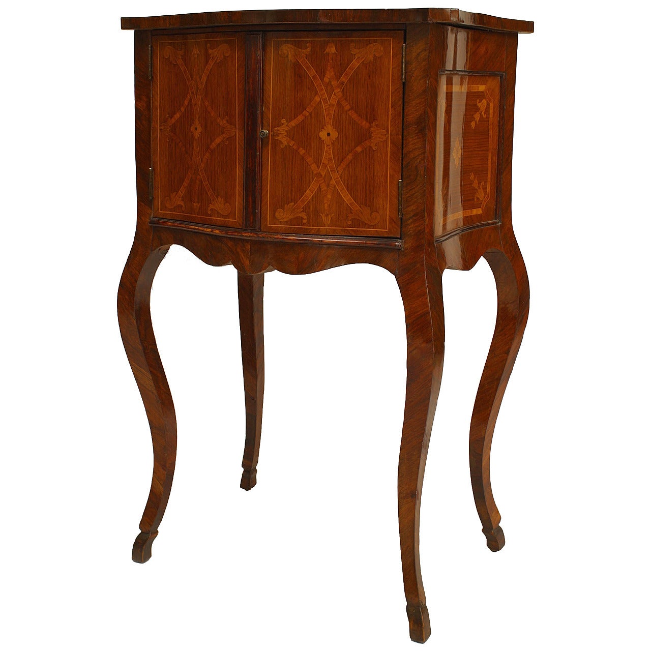 Italian Neoclassic Style Walnut and Tulipwood Bedside Commode For Sale