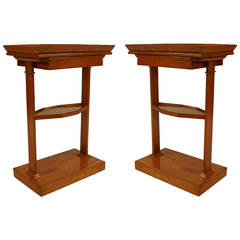 Pair of 19th Century Austrian Biedermeier Shelved End Tables 12