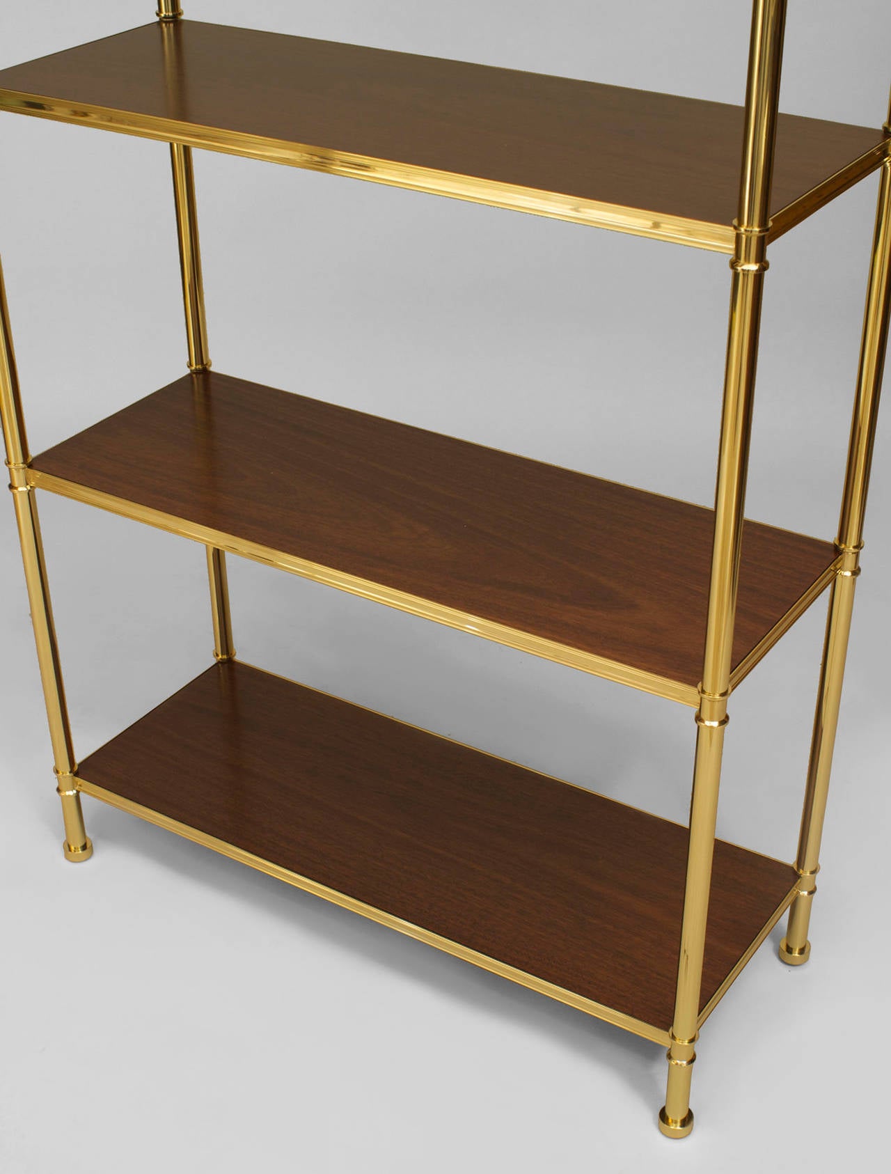 20th Century Two Modern American, Brass-Trimmed Mahogany Etageres by Carole Gratale