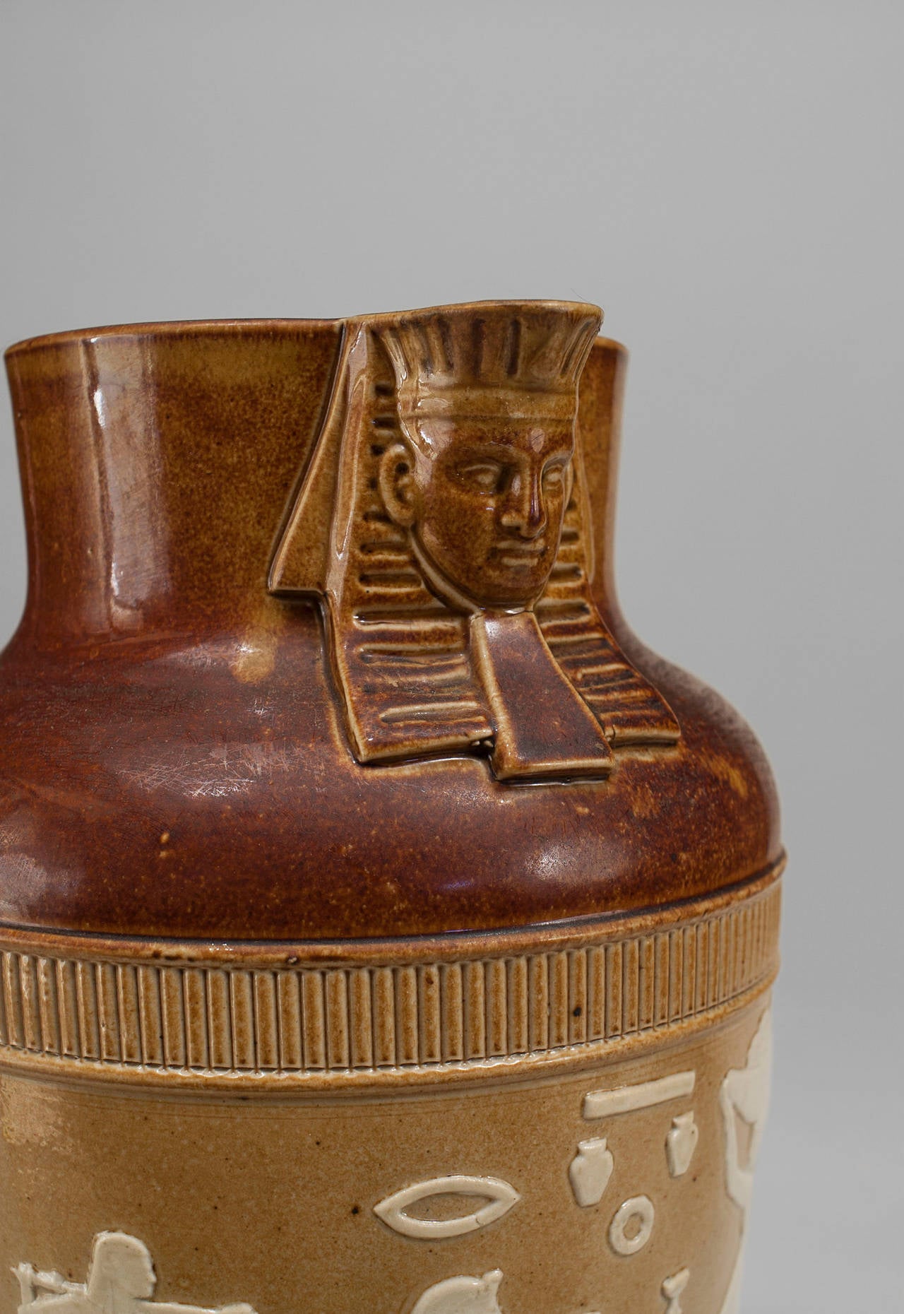 Egyptian Style Brown Pitcher In Excellent Condition For Sale In New York, NY