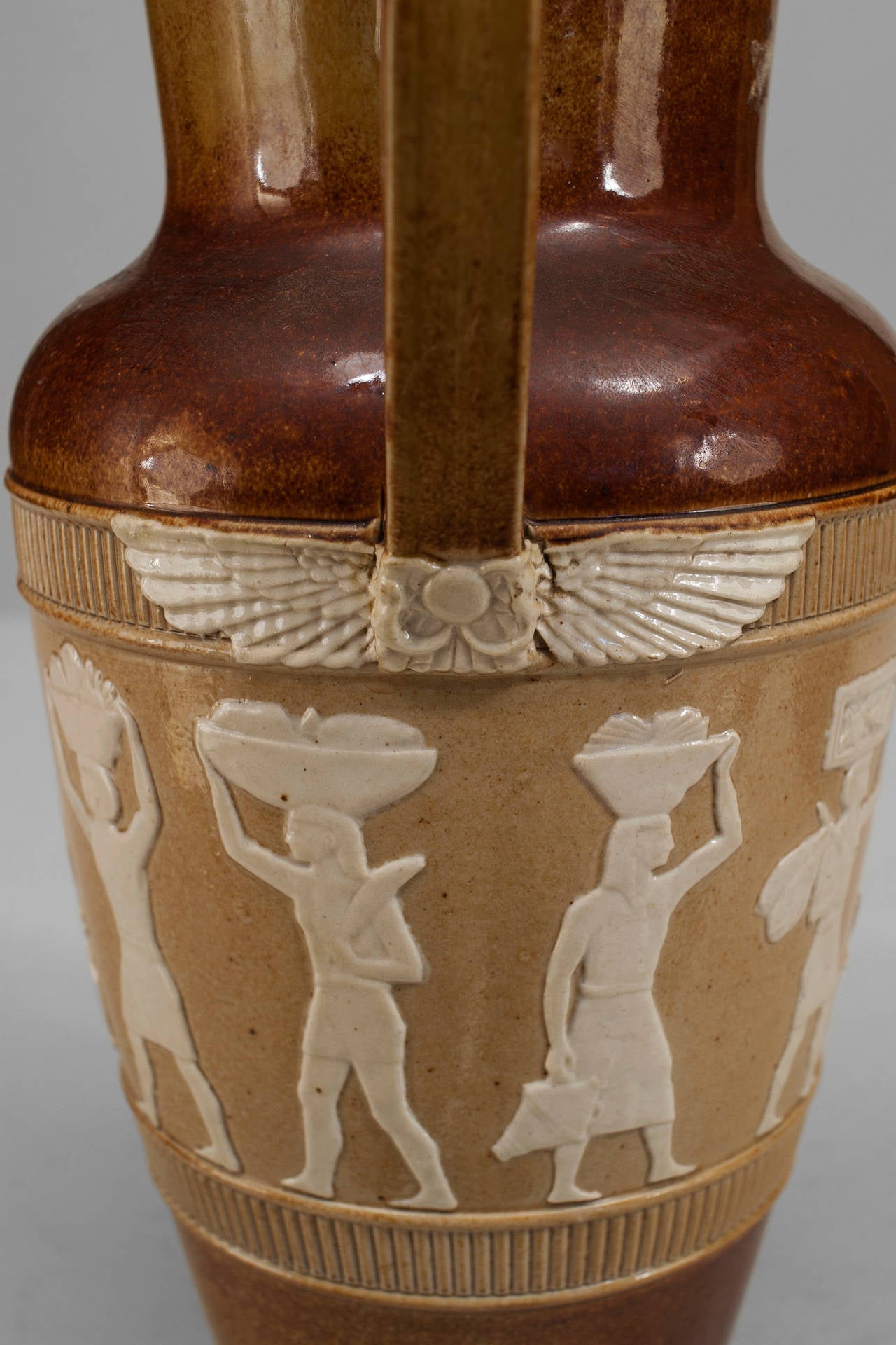 Porcelain Egyptian Style Brown Pitcher For Sale