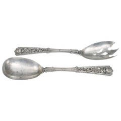 English Egyptian Revival Sterling Silver Fork and Spoon