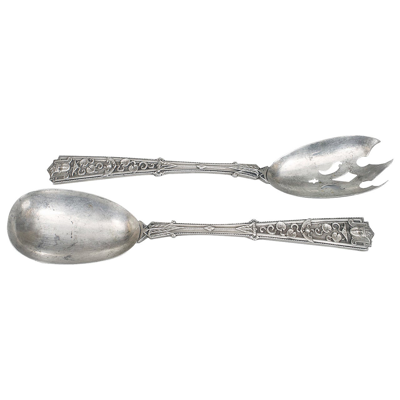 Pair of English Arts & Crafts Egyptian Revival Silver Spoons For Sale