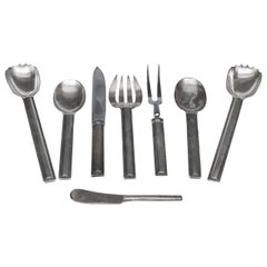 Set of Eight French Art Deco Sterling Serving Utensils by Jean E. Puiforcat