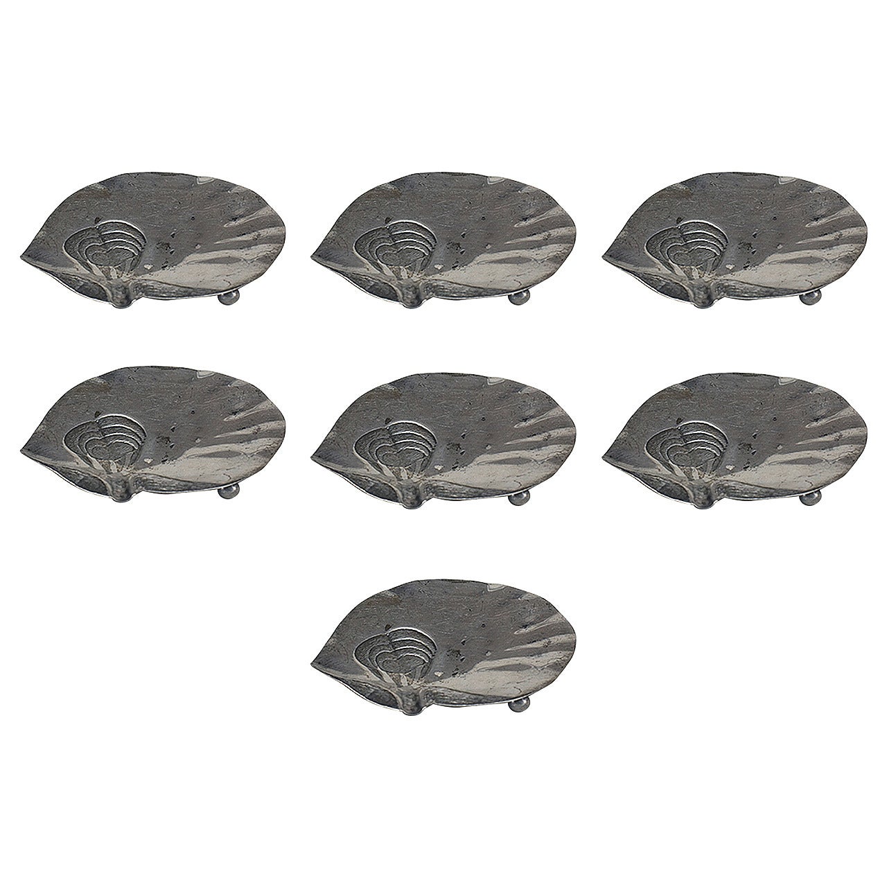 Set of Seven French Art Deco Silver Cartier Shell Plates