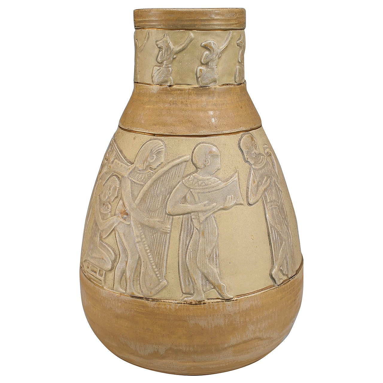 Austrian Art Deco Egyptian Revival Vase Attributed to Jules Dressler