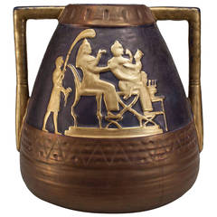 1920s Austrian Egyptian Revival Gilt Vase Attributed to Jules Dressler