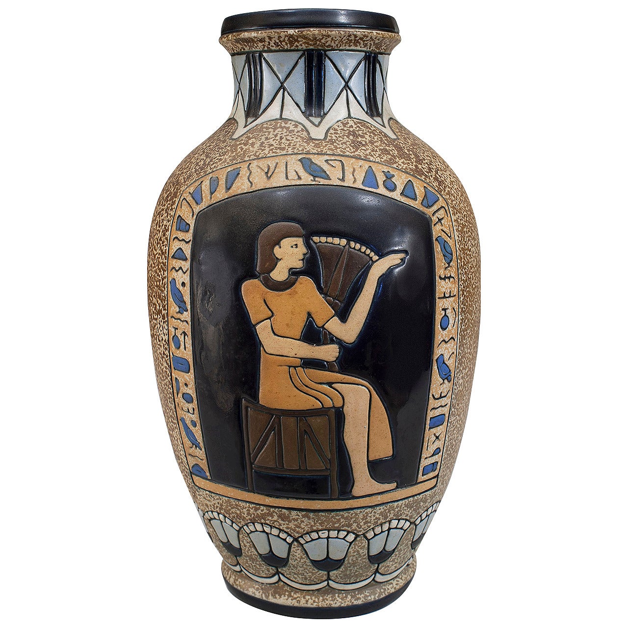 Early 20th Century Czech Egyptian Revival Vase at 1stDibs