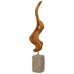 Abstract Cedar and Granite Sculpture by American C. P. Whitlock, 1994