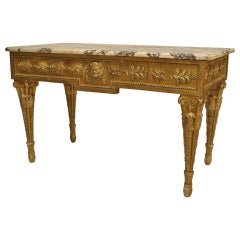 Antique Italian Neo-Classic Gilt and Marbled Console Table