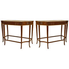 Pair of 19th Century Neoclassical Mahogany Consoles with Marble Mosaic Tops 10