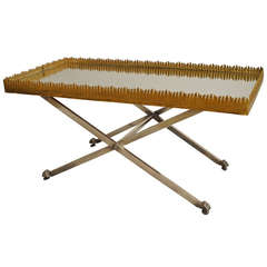 1960s French Mirrored Tray-Top Coffee Table Attributed to Maria Pergay