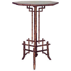 19th c. French Gilt and Lacquered Faux Bamboo End Table 5