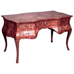 Italian Rococo Burl & Walnut Writing Desk