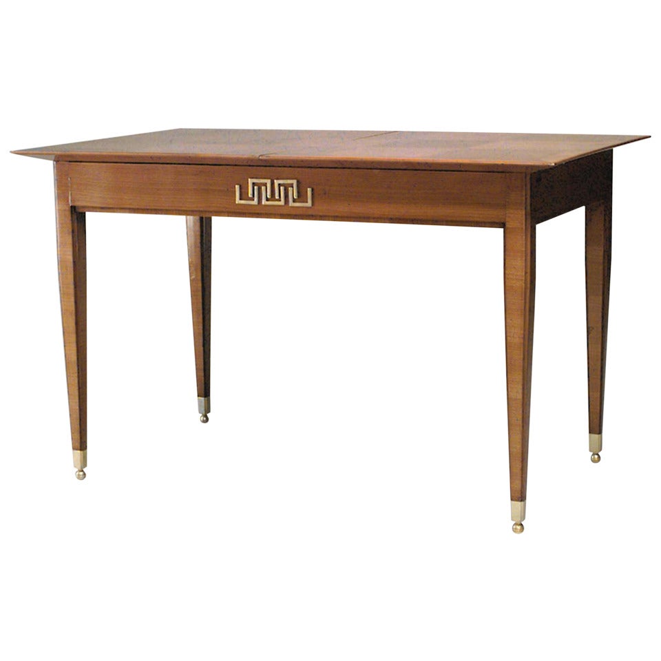 Lucien Rollin French Mid-Century Ormolu Maple Dining Table For Sale