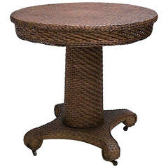 Antique 19th c. American Natural Wicker End Table by Heywood Wakefield