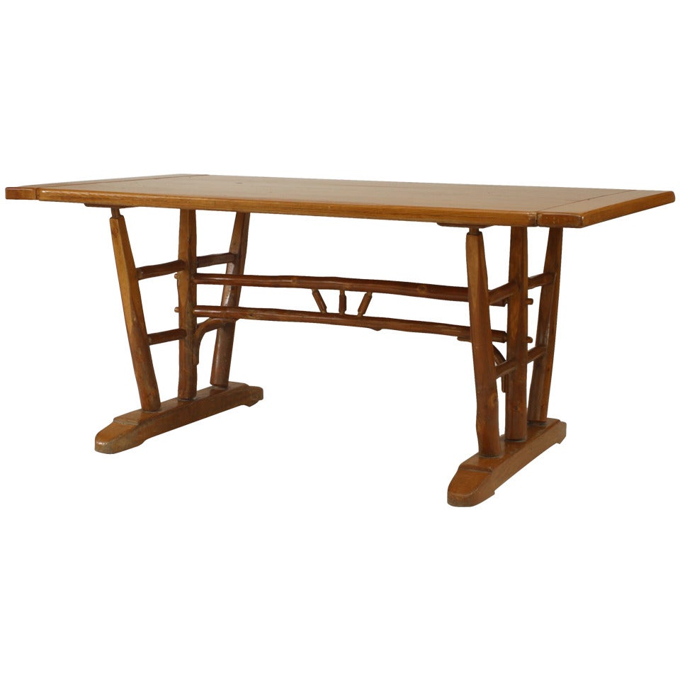 Rustic Old Hickory Dining Table For Sale