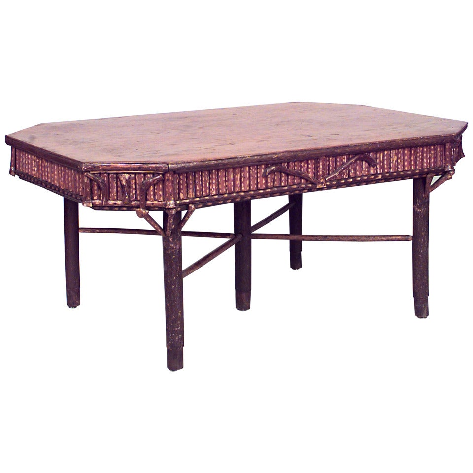 Table de salle à manger rectangulaire rustique américaine de style Adirondack