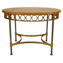1940's French Inlaid Maple and Brass Tea Table Attributed to Arbus and Subes 9