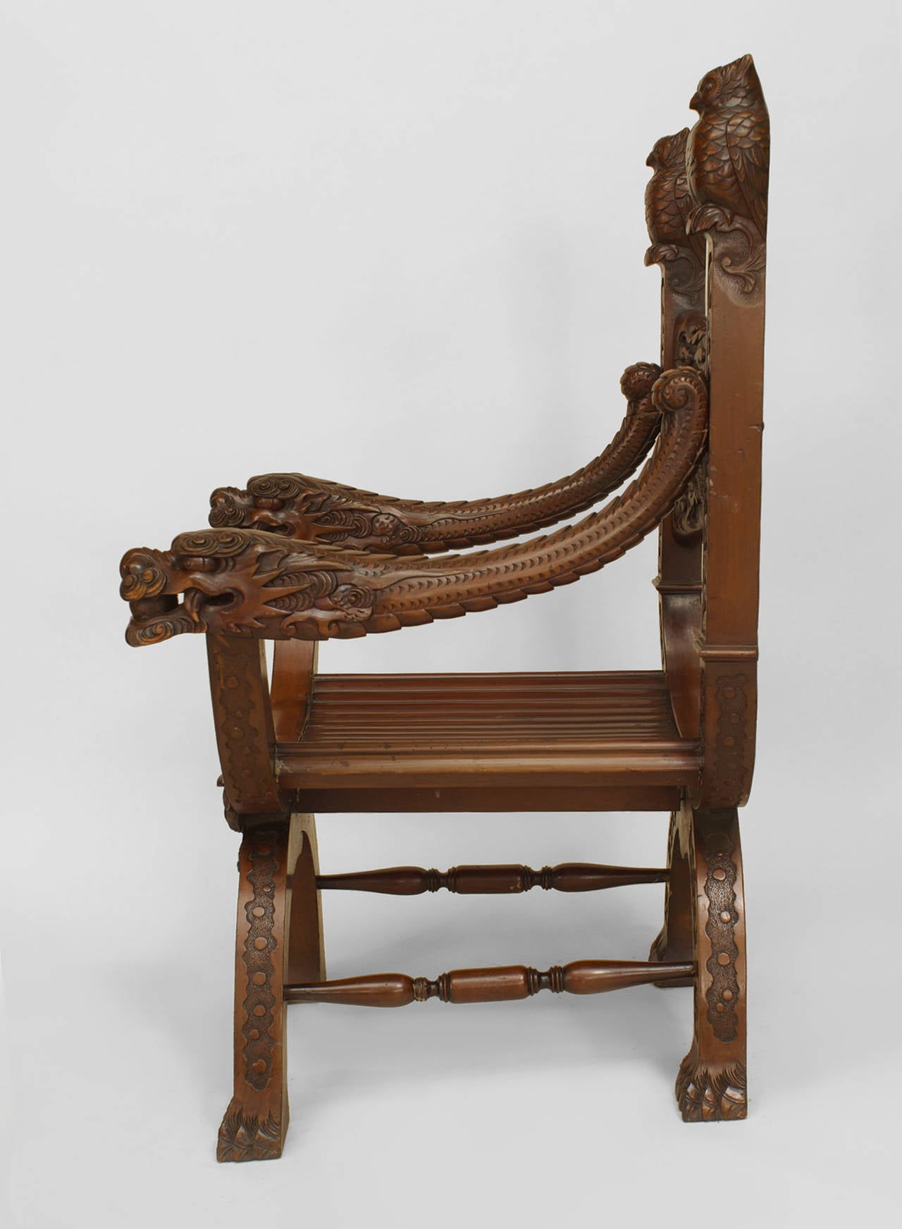 Other Japanese Carved Mahogany Arm Chair For Sale