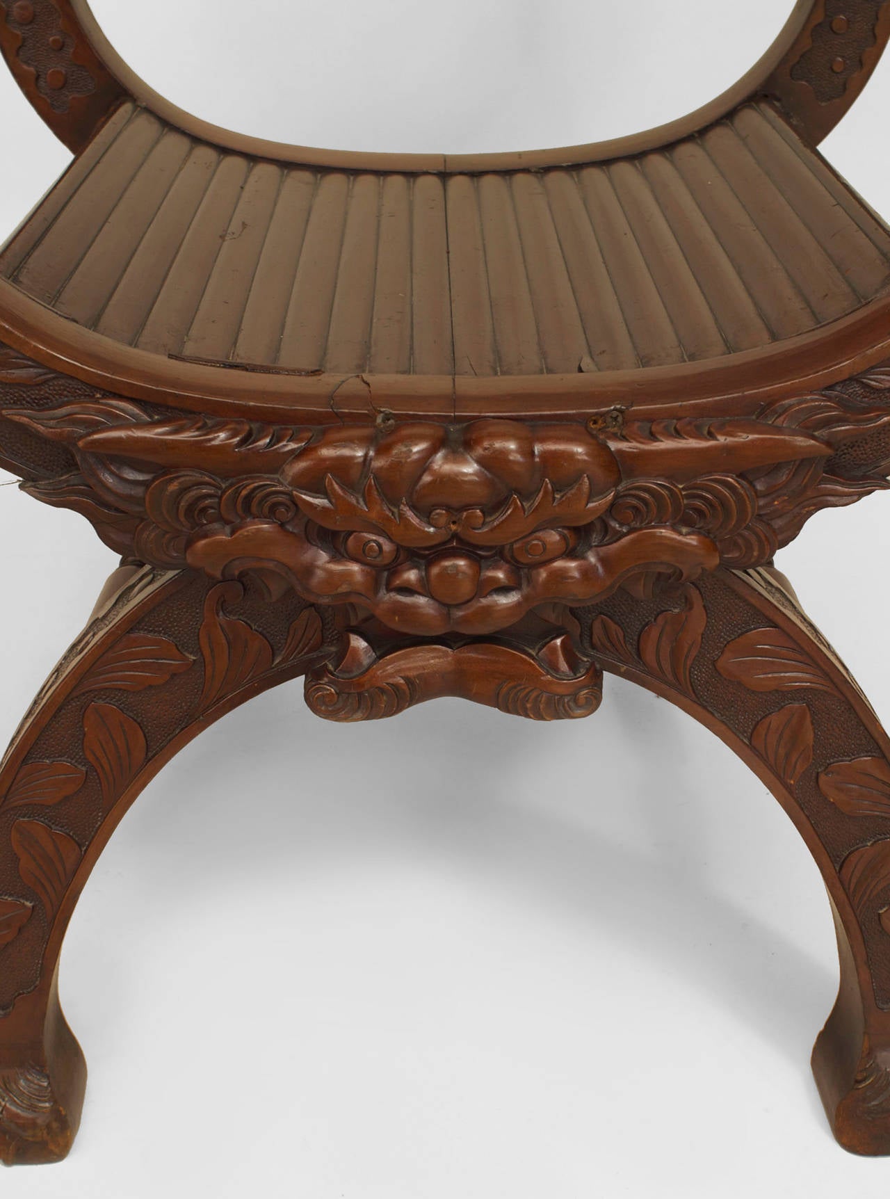 Japanese Carved Mahogany Arm Chair In Good Condition For Sale In New York, NY