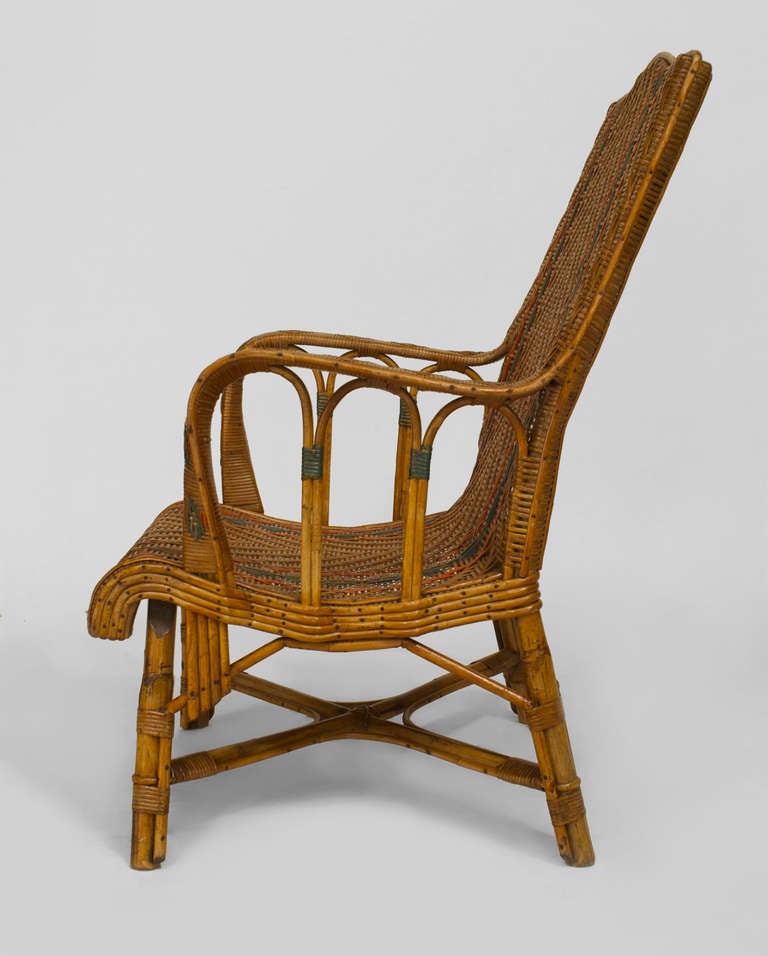20th Century French Art Deco Natural Wicker Armchair