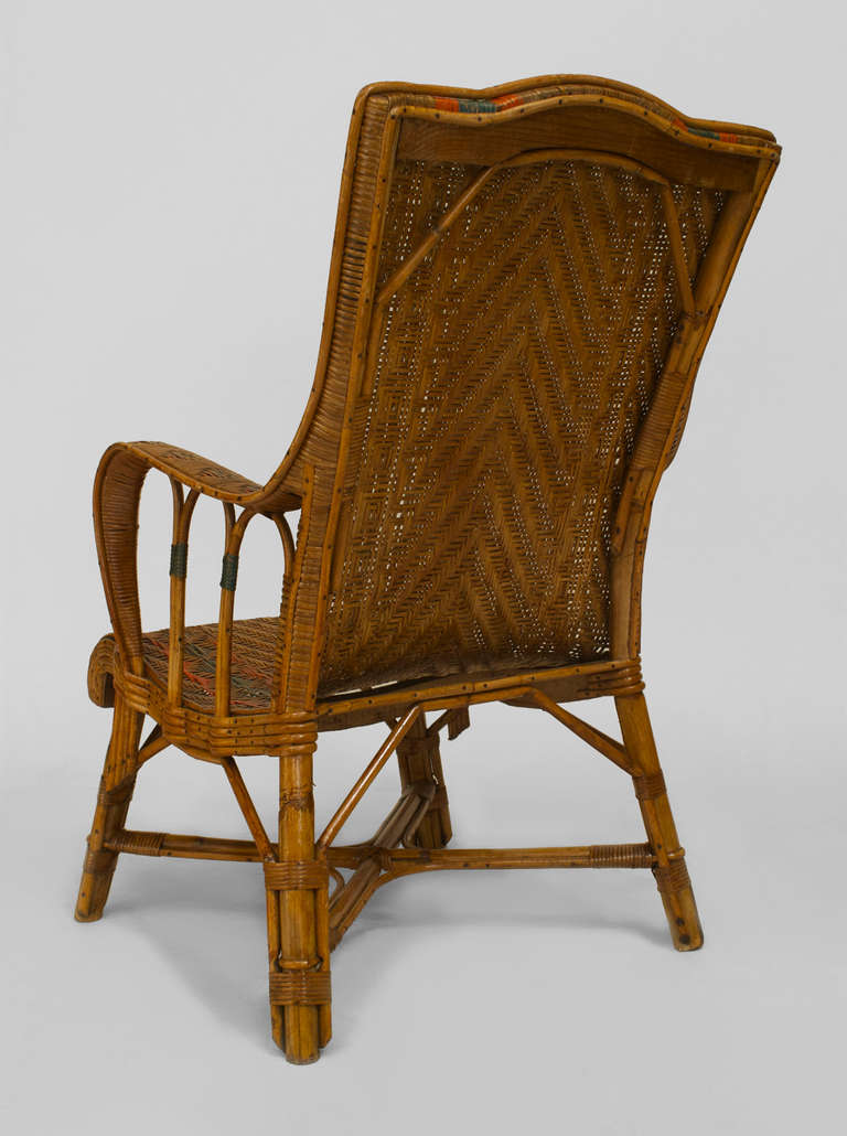 French Art Deco Natural Wicker Armchair 1