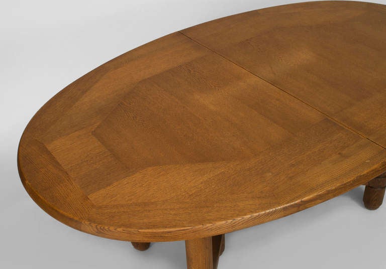 1950's French Oak Oval Dining Table by Guillerme et Chambron In Excellent Condition In New York, NY