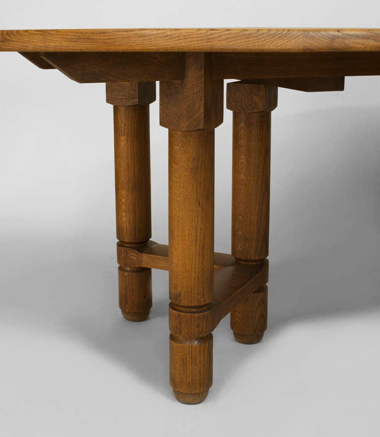 Mid-20th Century 1950's French Oak Oval Dining Table by Guillerme et Chambron