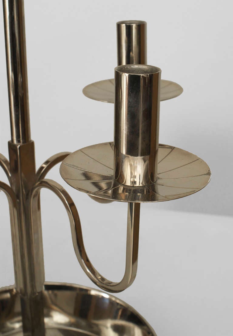 1950's American Silver Plate Parzinger Lamp with Bowl Base In Excellent Condition In New York, NY