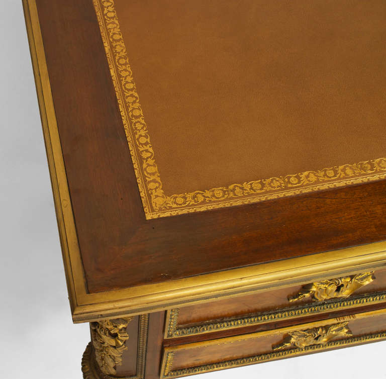 French Louis XVI Style Mahogany and Bronze Desk In Excellent Condition In New York, NY