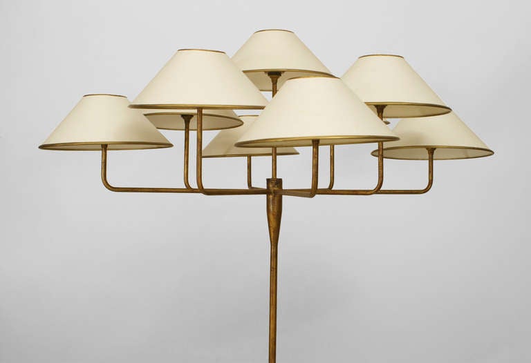 Mid-Century Modern 1950's French Gilt Metal Floor Lamp by Jean Royere