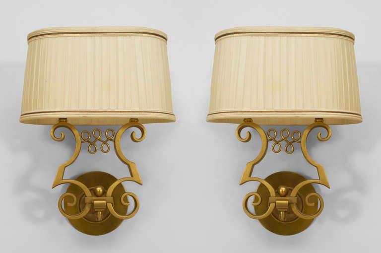 Pair of French Art Deco wall sconces signed 