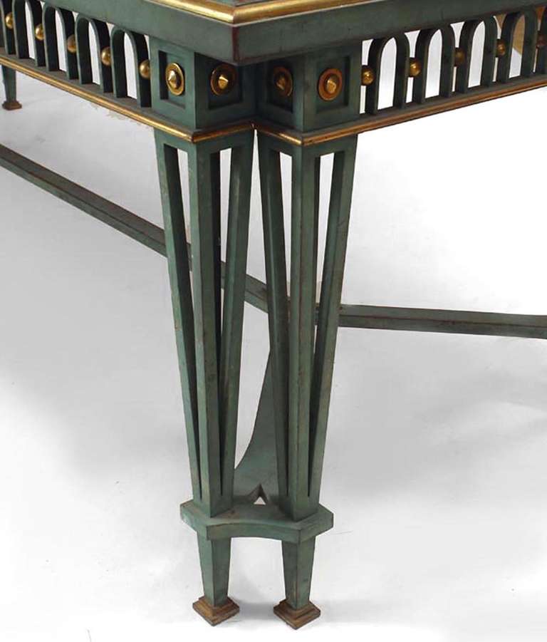 Poillerat and Quinet French Mid-Century Iron and Marble Dining Table For Sale 1