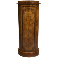 Biedermeier Burl Walnut Pedestal Cabinet