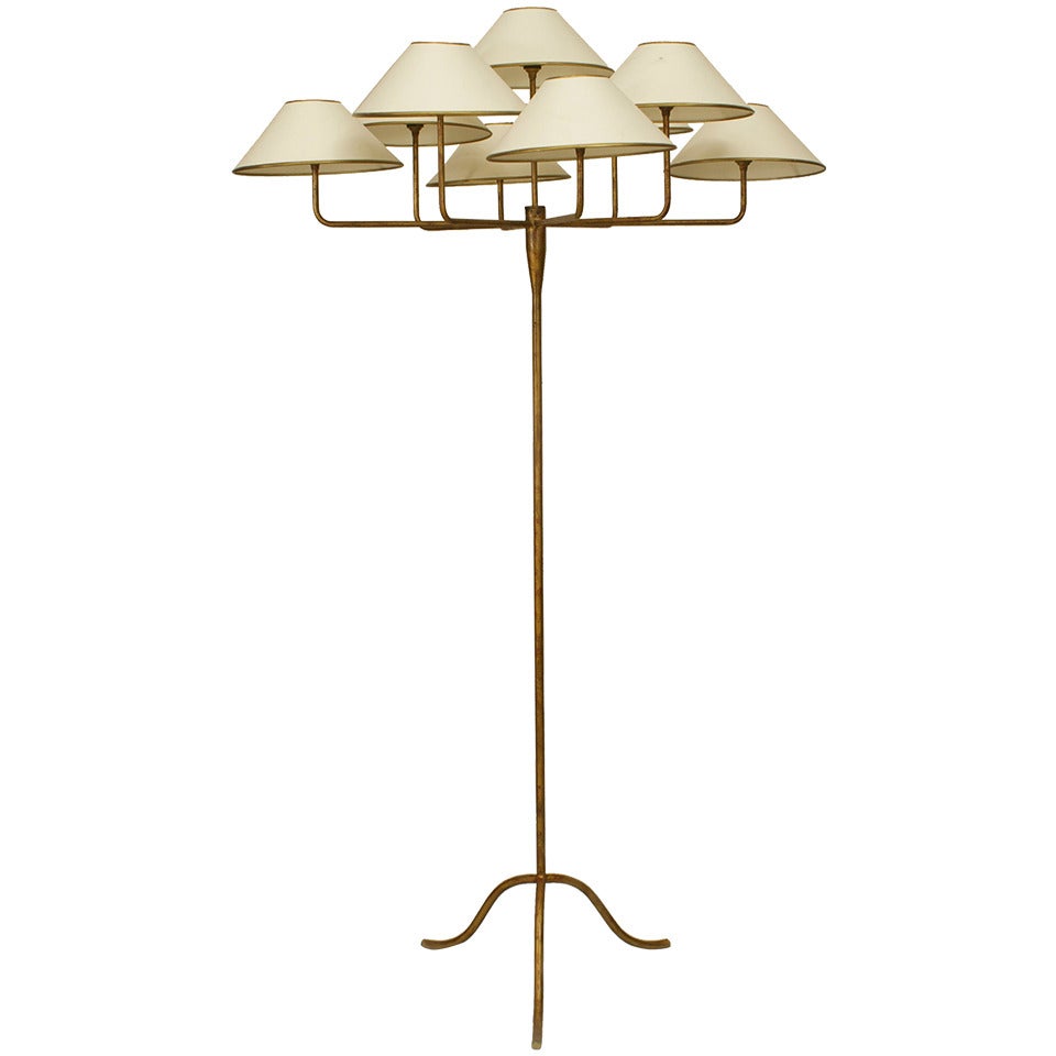 1950's French Gilt Metal Floor Lamp by Jean Royere