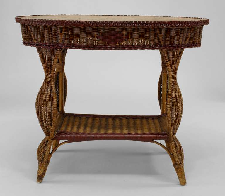 American Art Deco Natural Wicker End Table In Excellent Condition In New York, NY