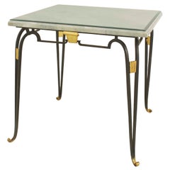French Prou Iron Travertine Top Game Table