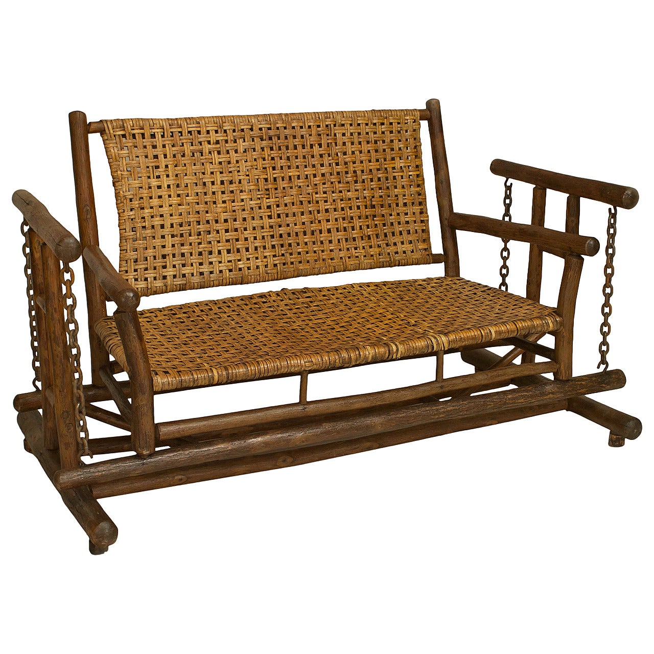 American Rustic Old Hickory Glider Loveseat For Sale