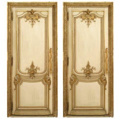 Two 19th Century French Louis XV Style White and Gold Painted Doors 8