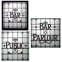 Three English, Victorian Leaded Glass Pub Signs 8