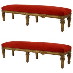 Pair of 19th Century French Louis XIV Style Giltwood Benches