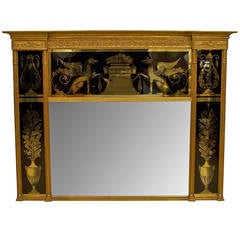 19th Century Italian Neoclassical Wall Mirror Framed in Reverse Painted Glass 10