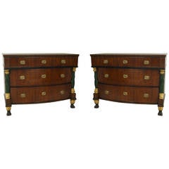 Pair of 19th Century Baltic Parcel-Gilt Mahogany Chests