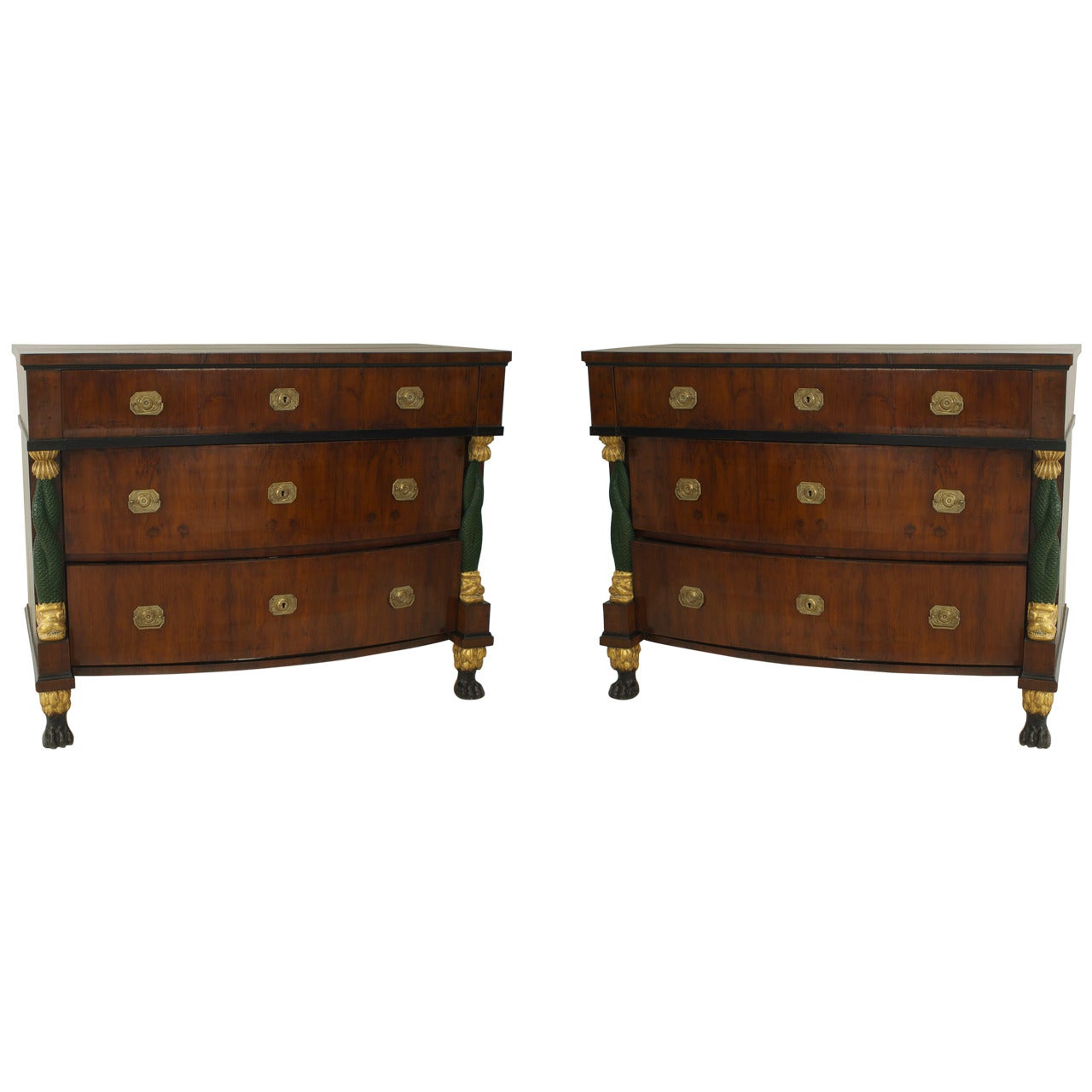 Pair of 19th Century Baltic Parcel-Gilt Mahogany Chests